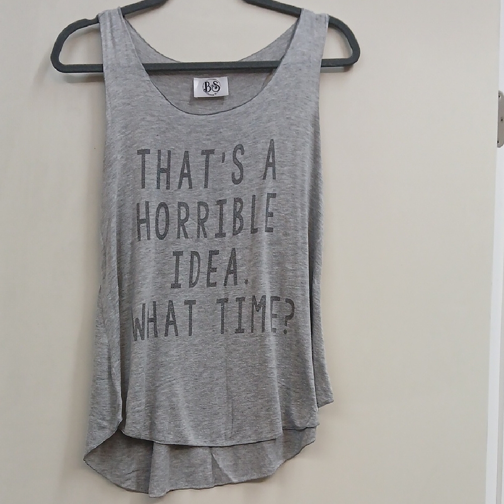 Gray Muscle Tee with Graphic Print